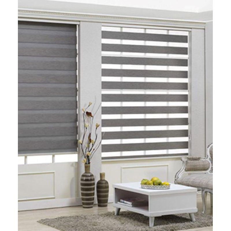 GENERICO - CORTINA ROLLER DUO DIA Y NOCHE COLOR GRIS 120X200CM