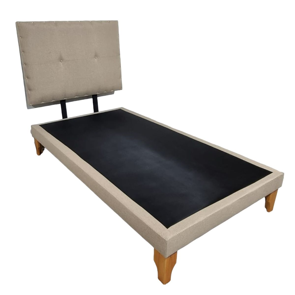 DISEÑOS VALESTRINI - CAMA EUROPEA DE PLAZA Y MEDIA LINO BEIGE