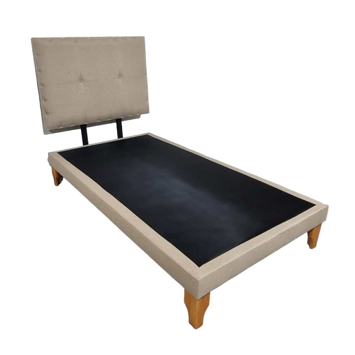 DISEÑOS VALESTRINI - CAMA EUROPEA DE PLAZA Y MEDIA LINO BEIGE