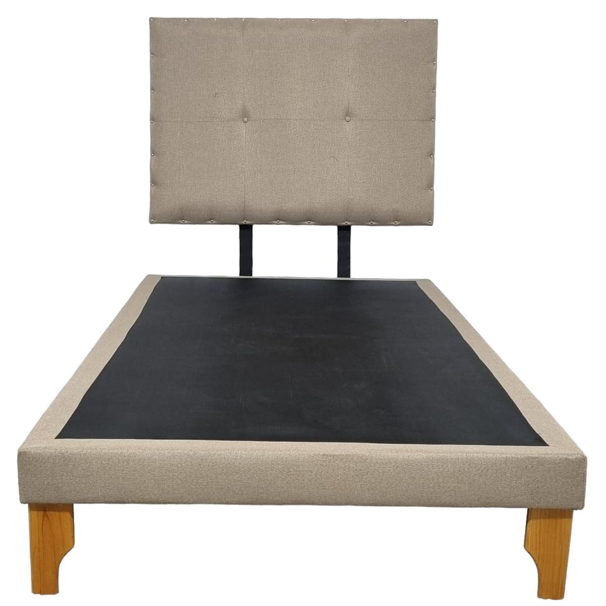 DISEÑOS VALESTRINI - CAMA EUROPEA DE PLAZA Y MEDIA LINO BEIGE