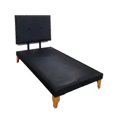 DISEÑOS VALESTRINI - CAMA EUROPEA DE PLAZA Y MEDIA LINO NEGRO