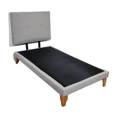 DISEÑOS VALESTRINI - CAMA EUROPEA DE PLAZA Y MEDIA LINO GRIS CLARO