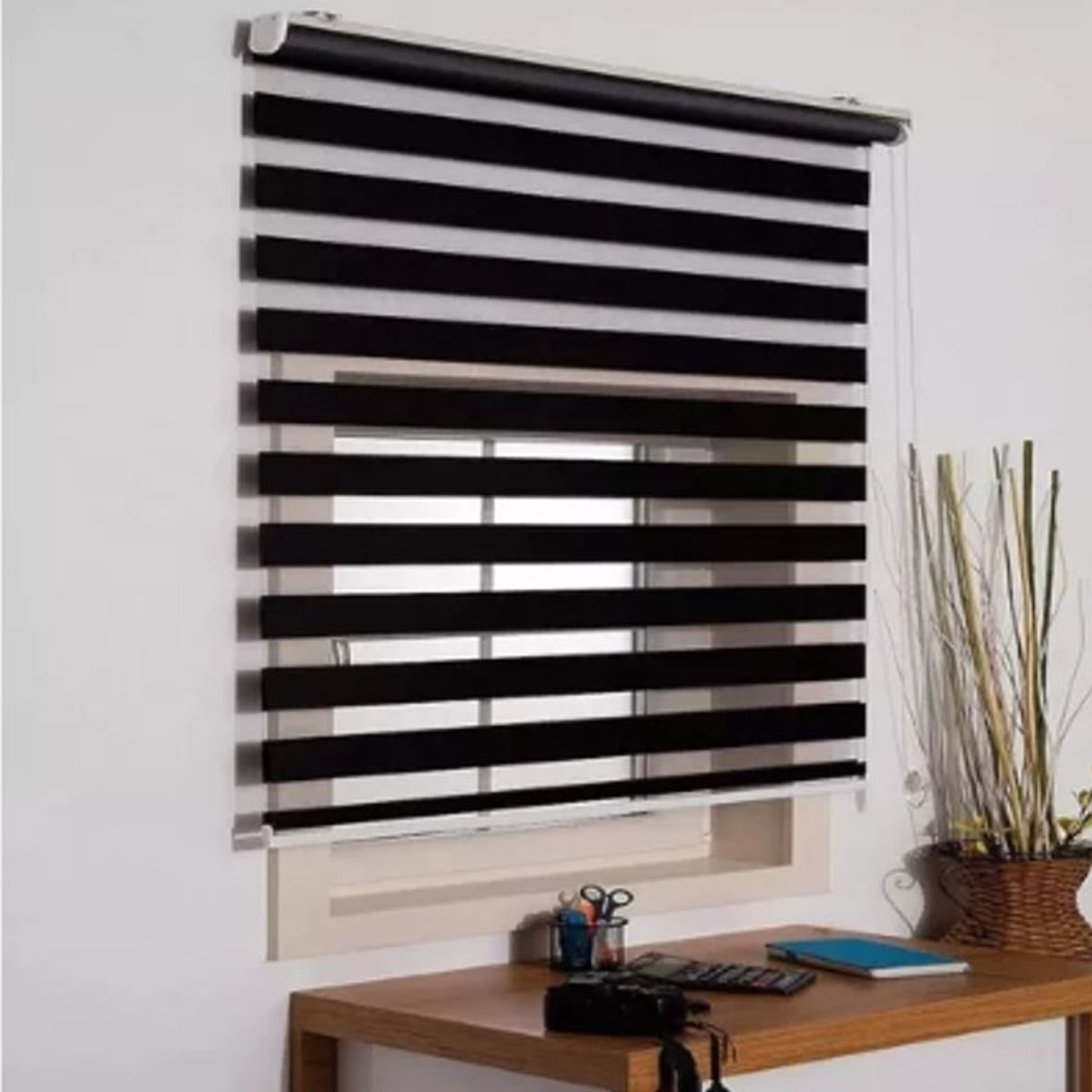GENERICO - CORTINA NEGRO ROLLER DUO DIA Y NOCHE COLOR 100X200CM