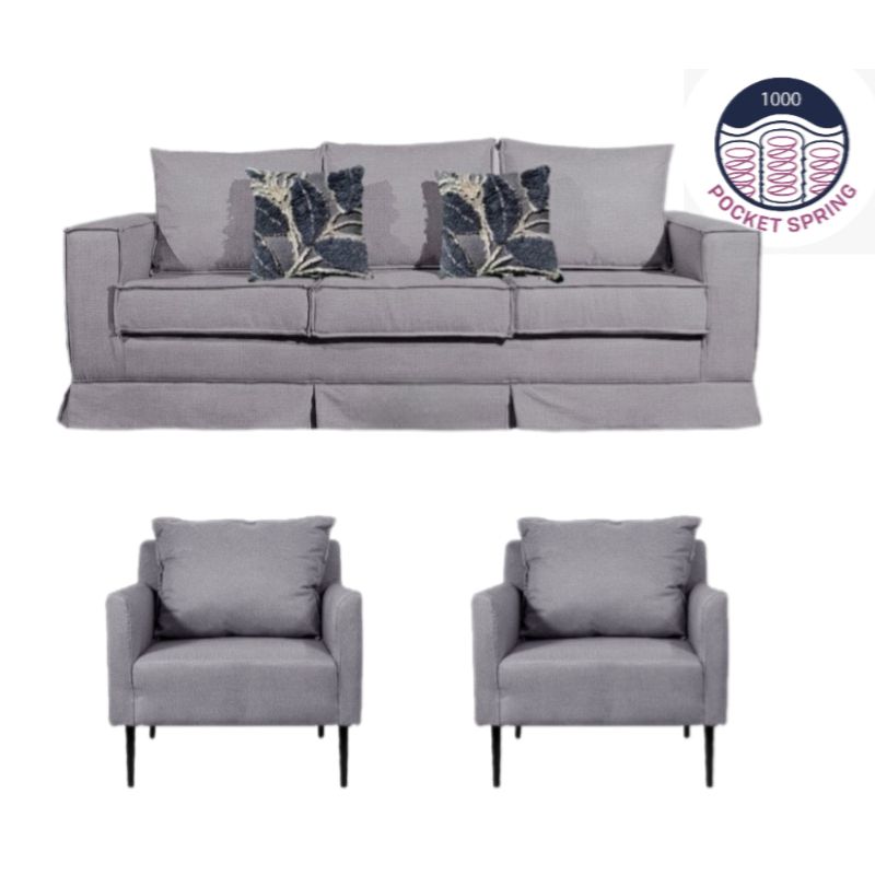 MUNDO LIVING - LIVING 311 POMPEYA COLOR GRIS CON RESORTES