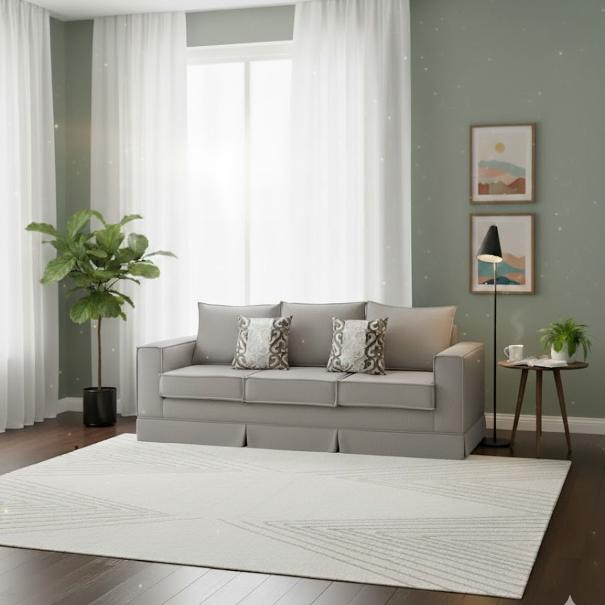 MUNDO LIVING - Living 311 Pompeya gris claro sofa 3 cuerpos + 2 poltronas resortes