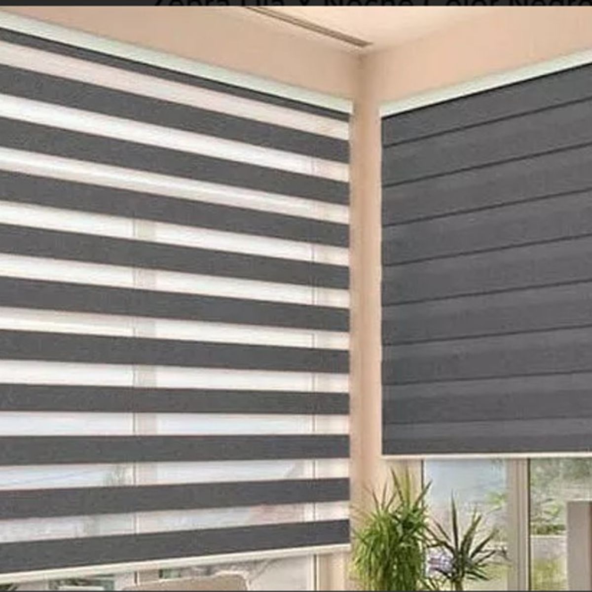GENERICO - CORTINA GRIS ROLLER DUO DIA Y NOCHE COLOR 100X200CM
