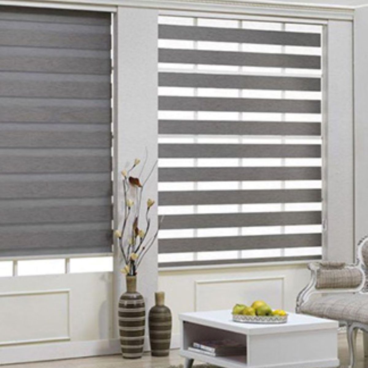 GENERICO - CORTINA GRIS ROLLER DUO DIA Y NOCHE COLOR 80X200CM