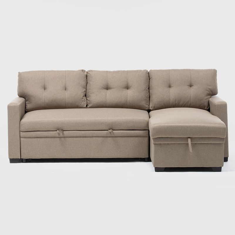 DANIELS - Sofá Seccional Cama 2 Plazas Lino Beige Sidney KMB1002BE