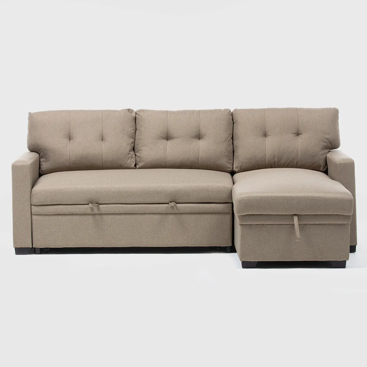 DANIELS - Sofá Seccional Cama 2 Plazas Tela Lino Beige Sidney