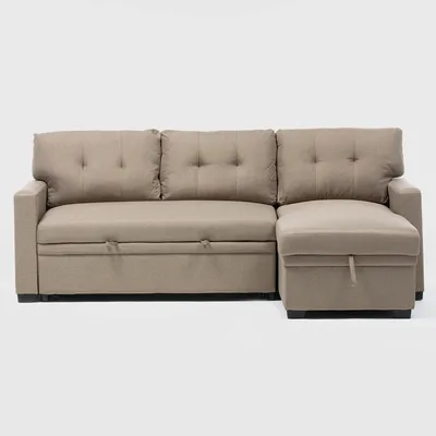 Imagen 2 del producto Sofá Seccional Cama 2 Plazas Tela Lino Beige Sidney