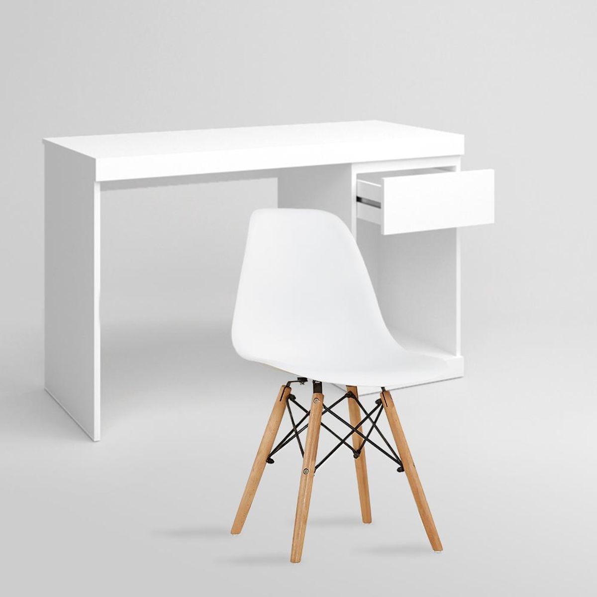 SPAZZIO - Escritorio Boro blanco + Silla Badem blanca
