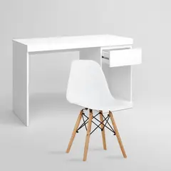 SPAZZIO - Escritorio Boro blanco + Silla Badem blanca