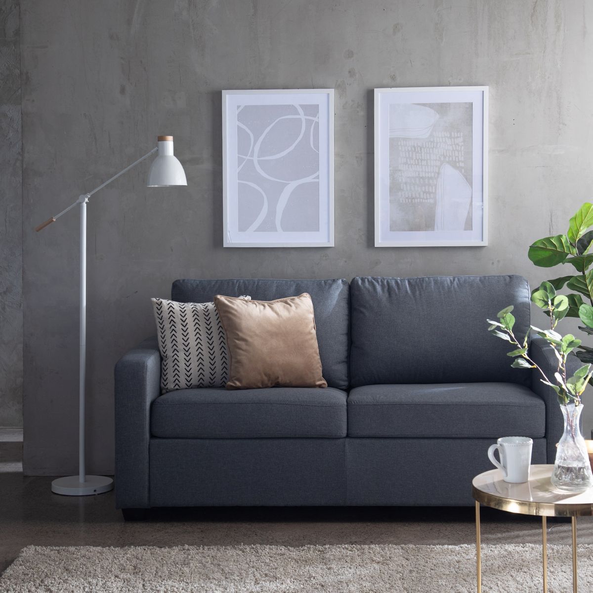 DANIELS - Sofá Cama 2 Plazas Moderno Lino Gris Vancouver KM230626GR