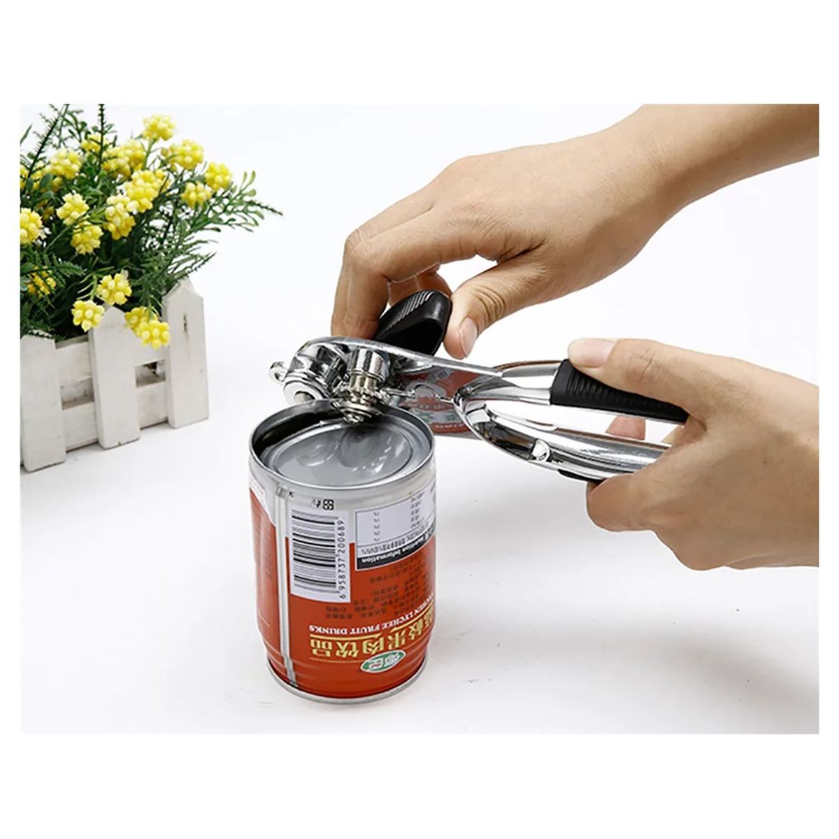 BELKRA - Abre Lata Destapador Abridor Latas Acero Inoxidable Manual