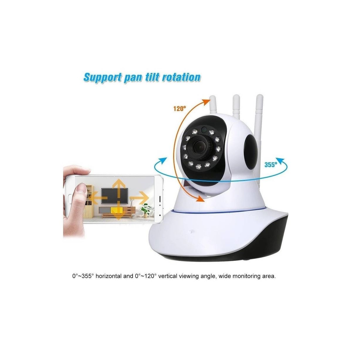 GENERICO - Camara Motorizada Vision Nocturna 360° Ip Wifi Hd