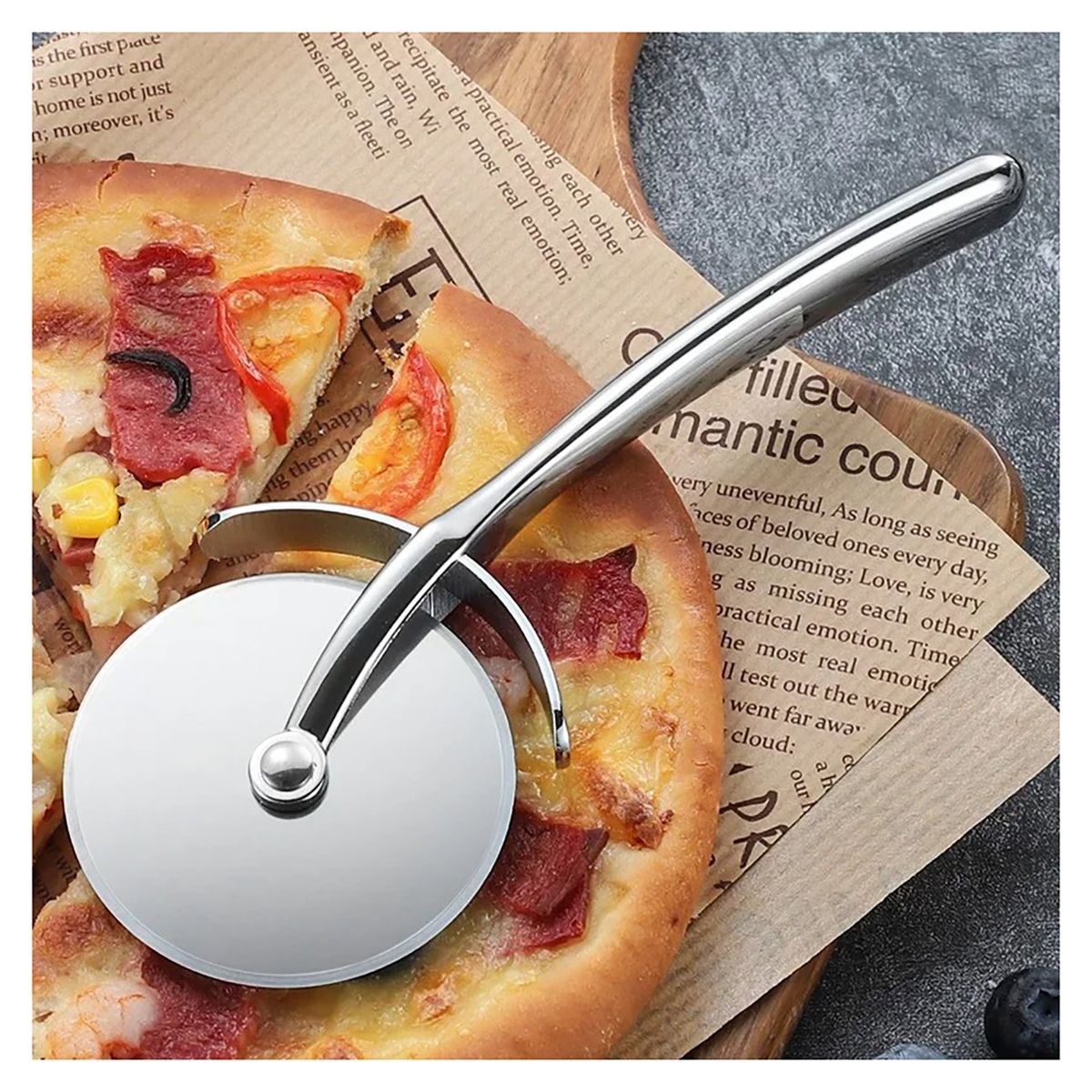BELKRA - Cortador Pizzas Rueda Corta Pizza Acero Utensilio Cocina