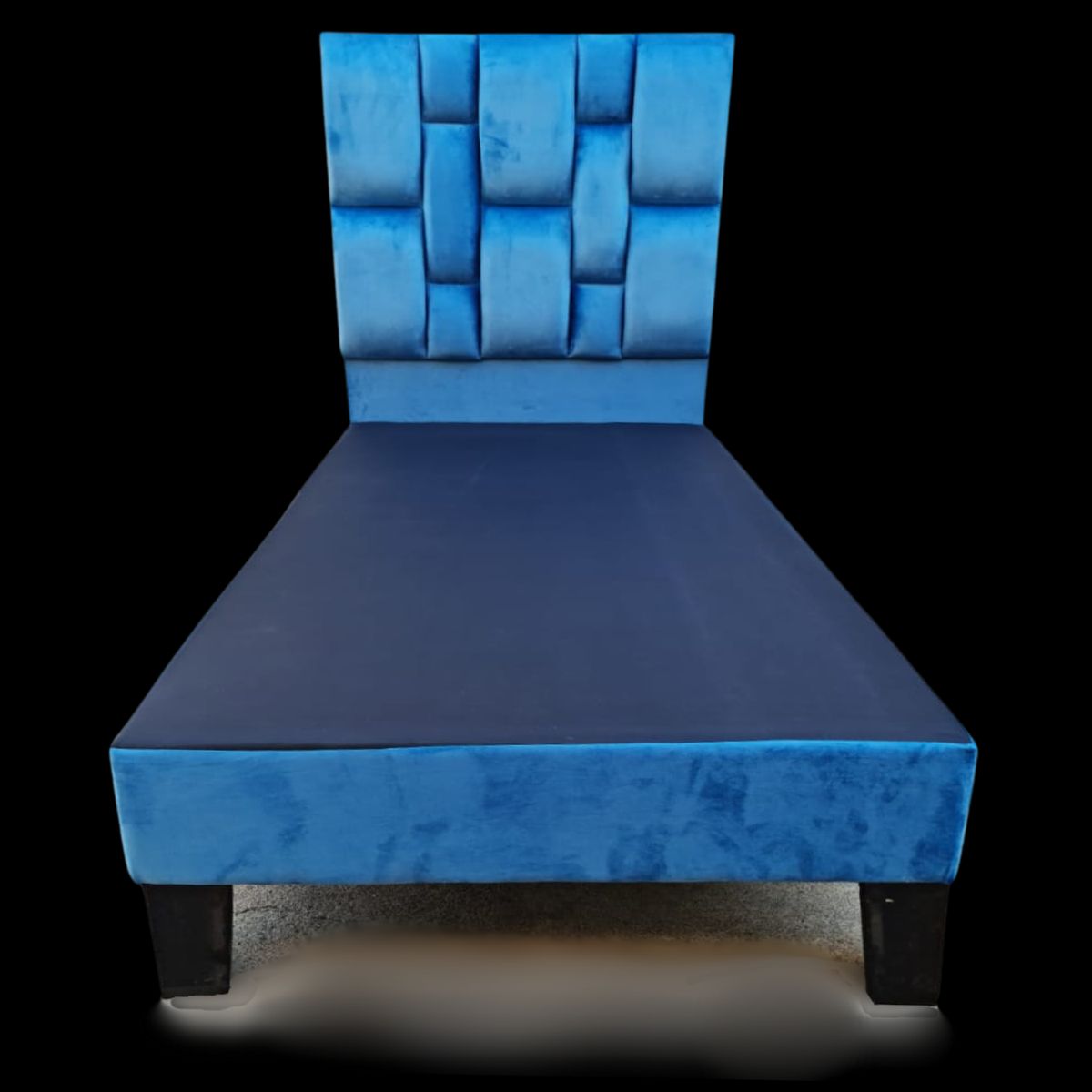 MUEBLES HVM - Base HVM Americana 1.5 Plazas  + Respaldo Azul petroleo