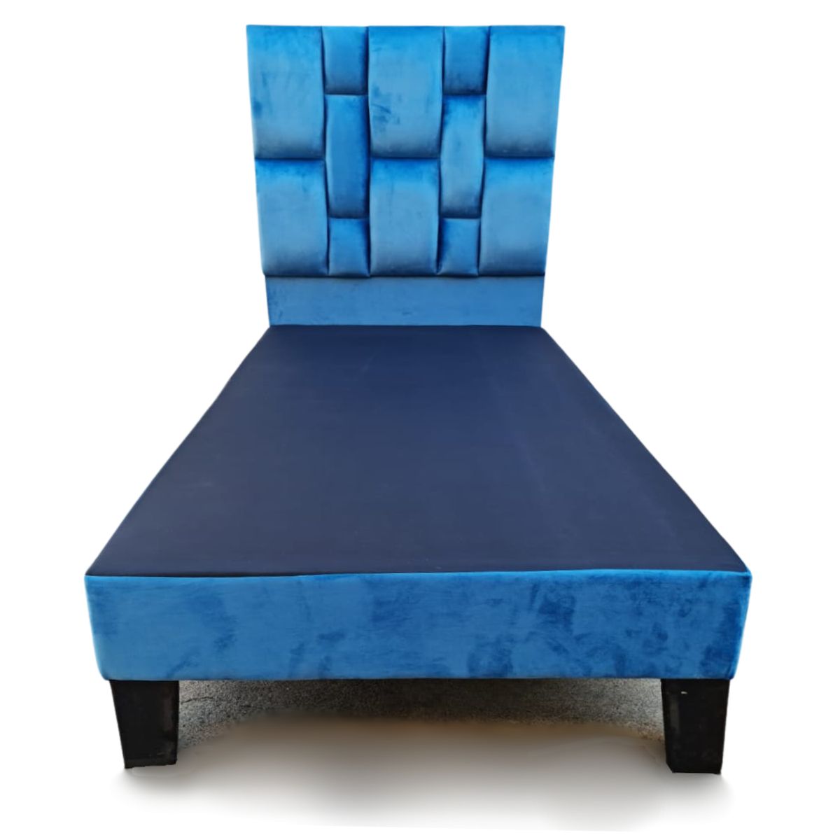 MUEBLES HVM - Base HVM Americana 1.5 Plazas  + Respaldo Azul petroleo
