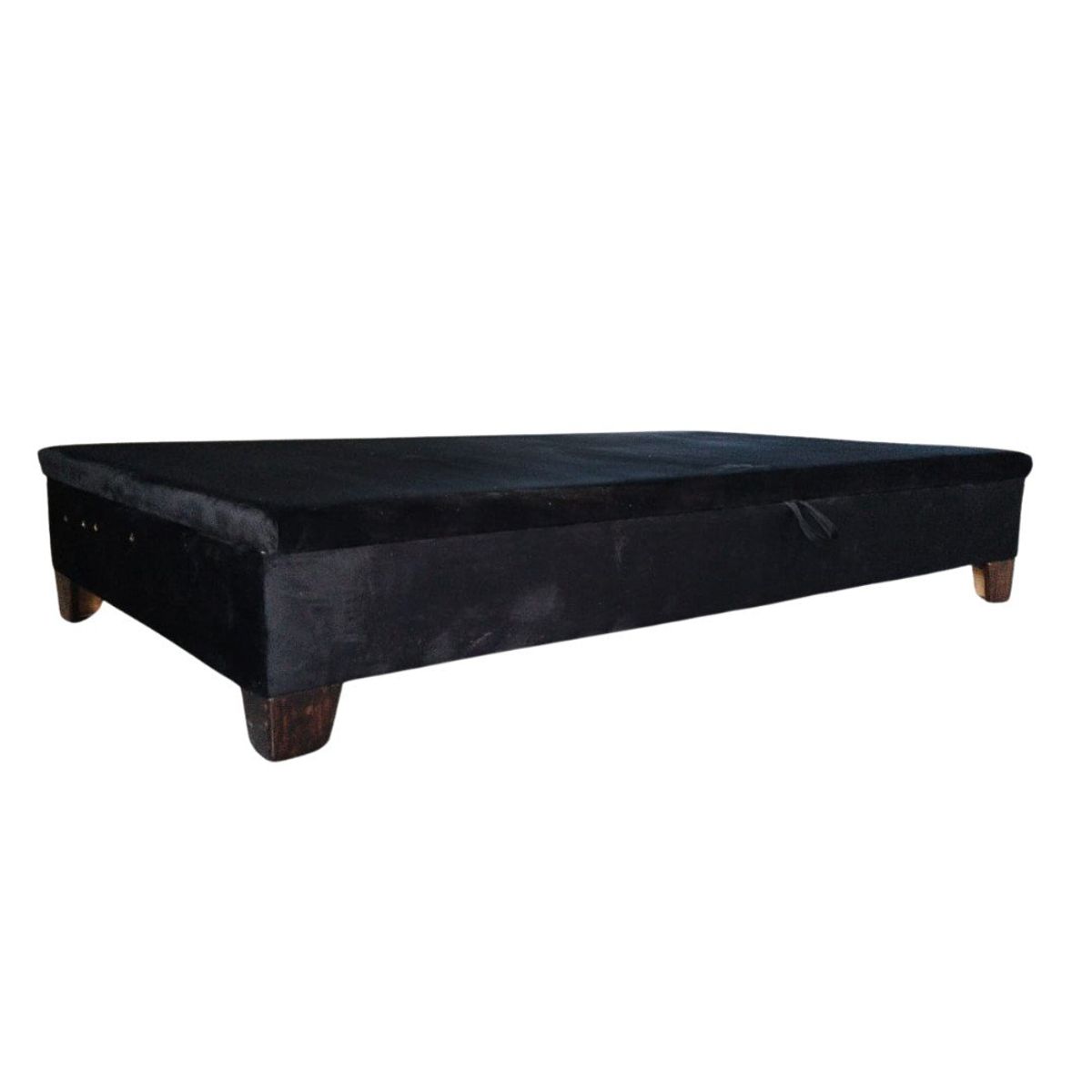 MUEBLES HVM - Base Baul HVM 1P Negra Felpa Pmadera