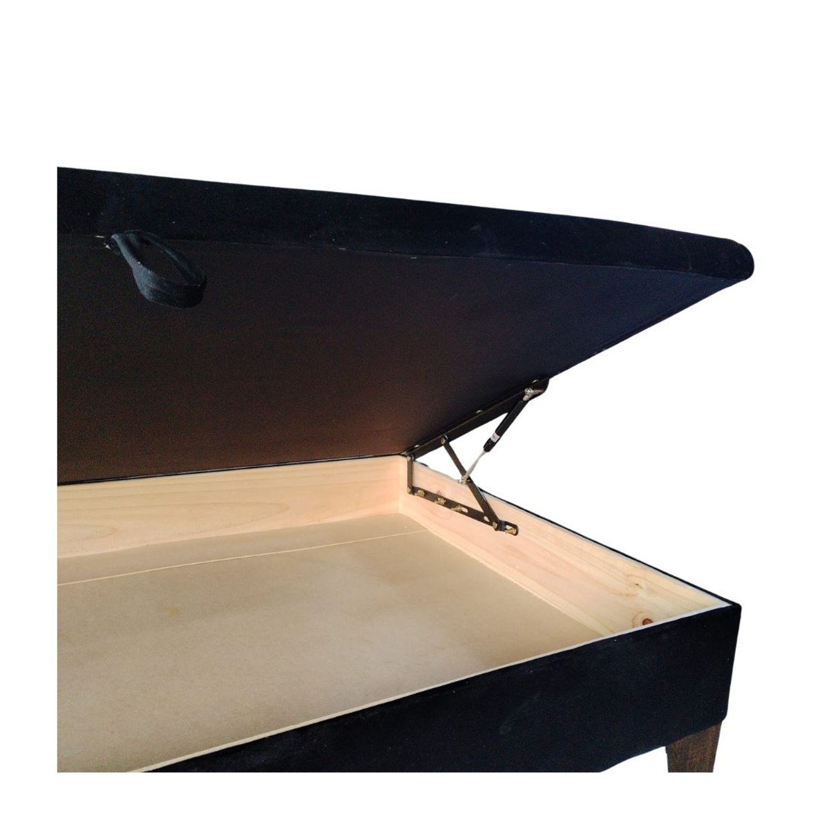 MUEBLES HVM - Base Baul HVM 1P Negra Felpa Pmadera