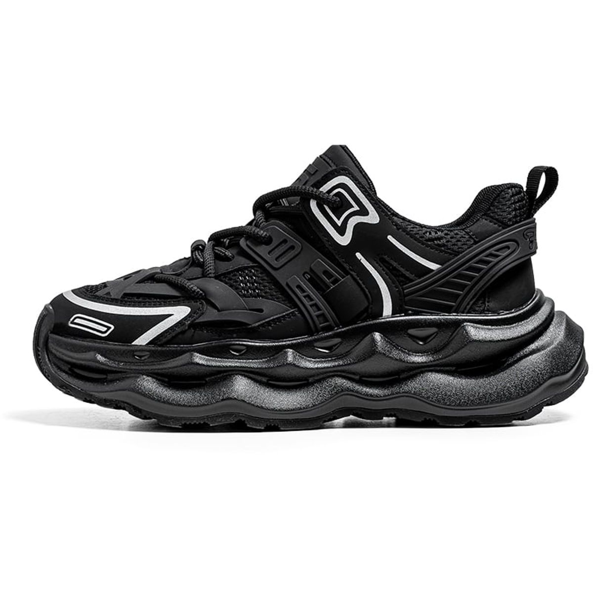 SHANDIAN - Zapatillas Running Plataforma Hombre Negro