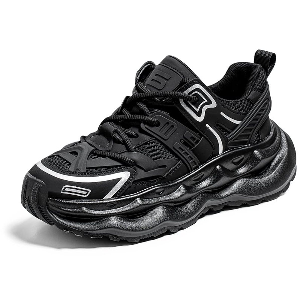 SHANDIAN - Zapatillas Running Plataforma Hombre Negro