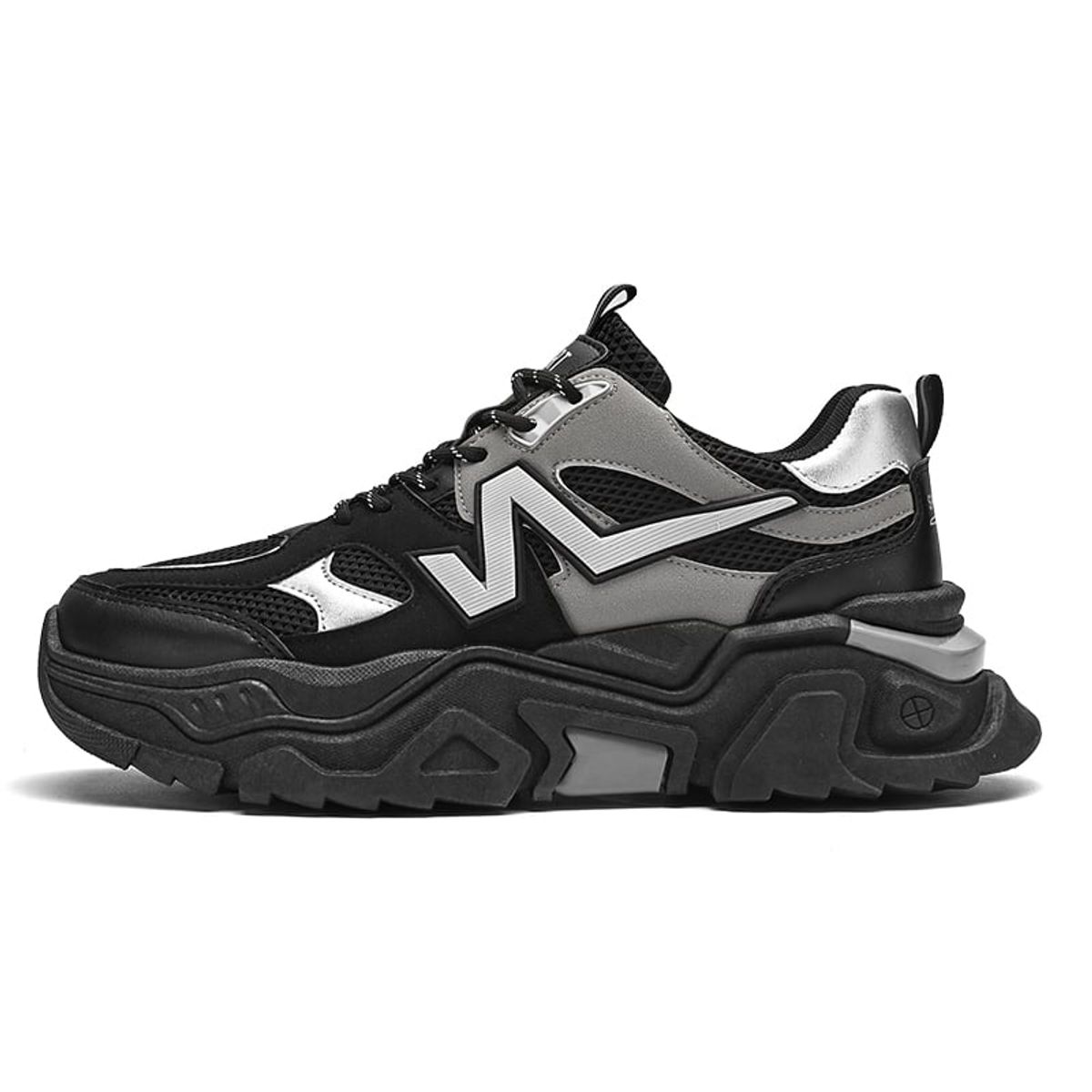 SHANDIAN - Zapatillas Running Plataforma Hombre Negro