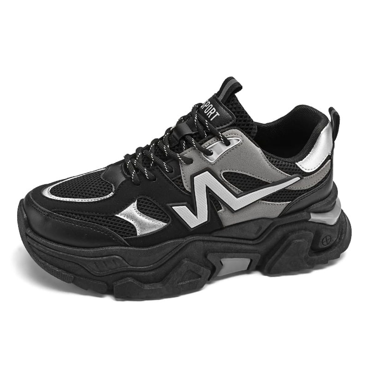 SHANDIAN - Zapatillas Running Plataforma Hombre Negro