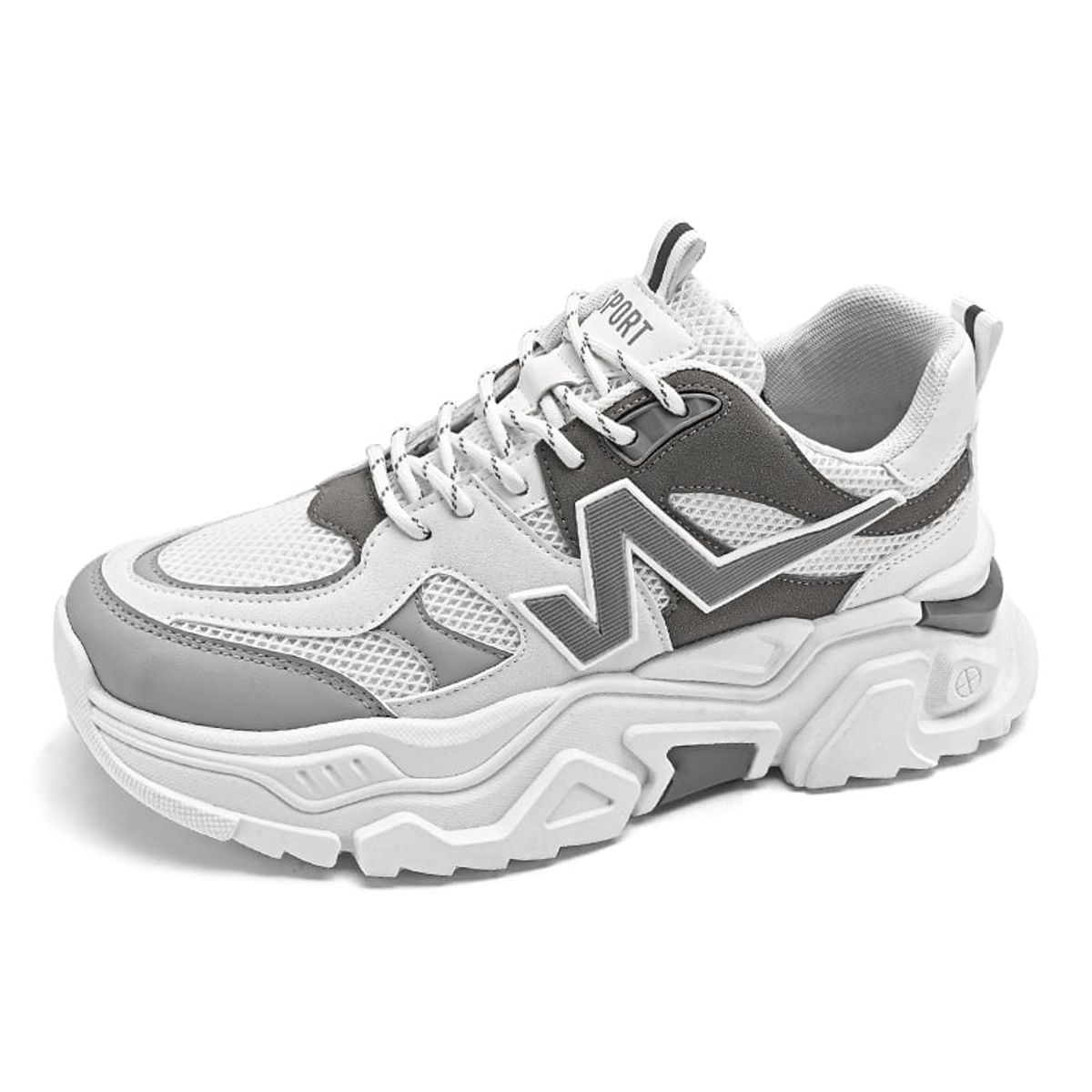 SHANDIAN - Zapatillas Running Plataforma Hombre Blanco