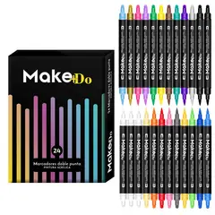 CASATUA - Marcadores Plumones Acrilico Make+do Doble Punta X24 Lapices