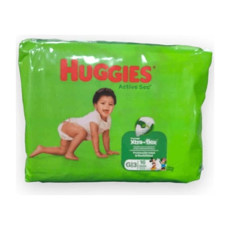 HUGGIES - Pañales Huggies Active Sec 16 Unidades Talla G3