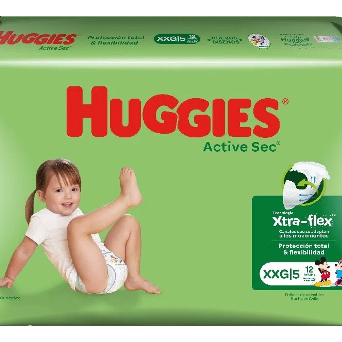 HUGGIES - Pañales Huggies Active Sec Talla Xxg5 12 Unidades