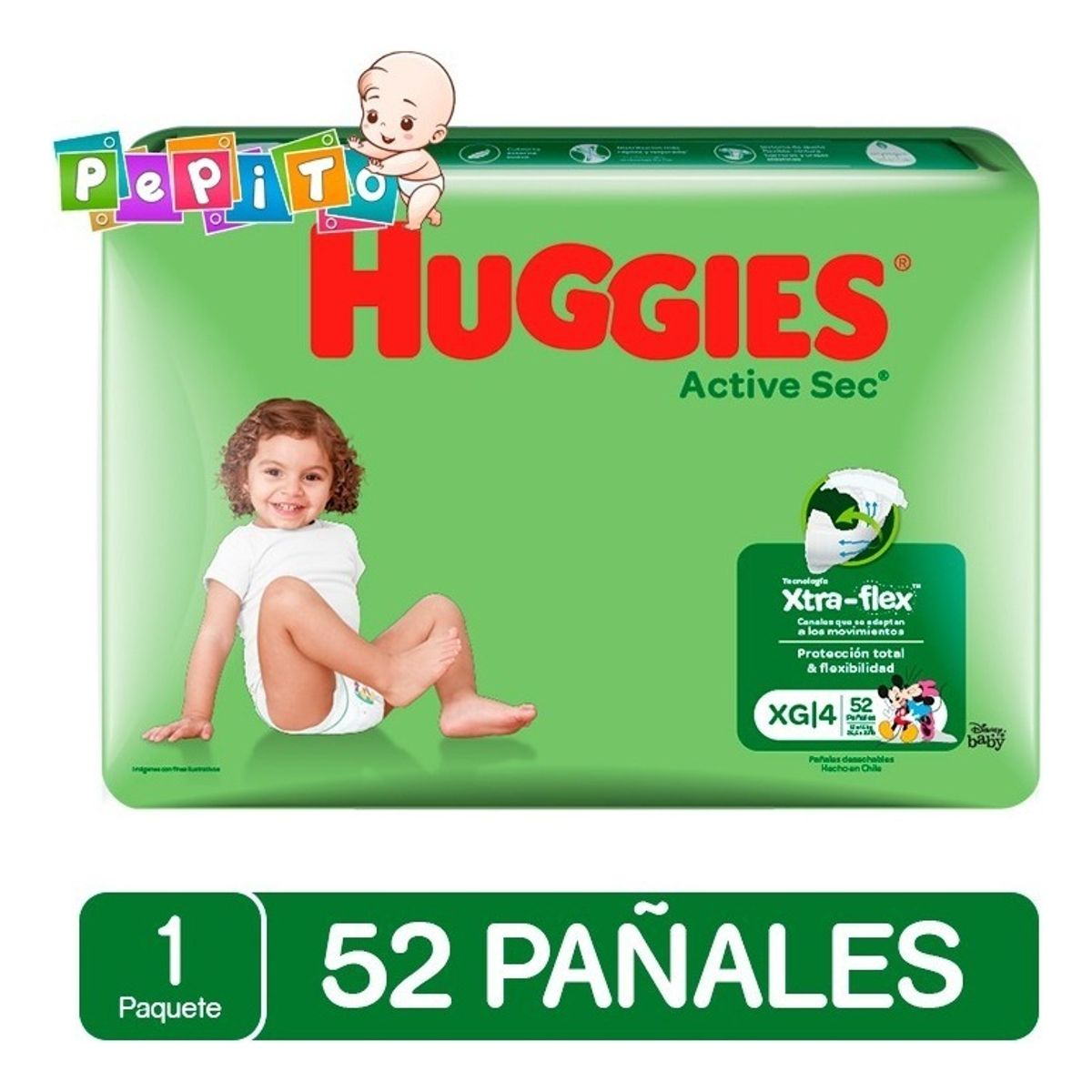 HUGGIES - Pañal Desec Huggies Active Sec 52 Un 12 A 15 Kg