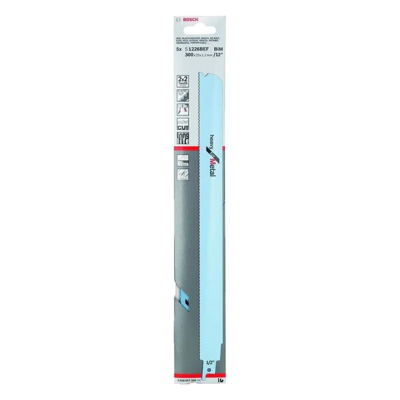 BOSCH - Hojas de sierras sable (5 unidades) para metal de 300 x 25-2608657396