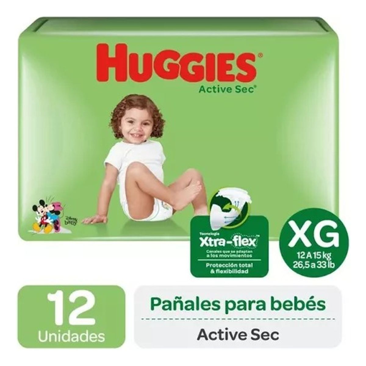 HUGGIES - Pañal Huggies Active Sec Talla Xg4 12 Unidades
