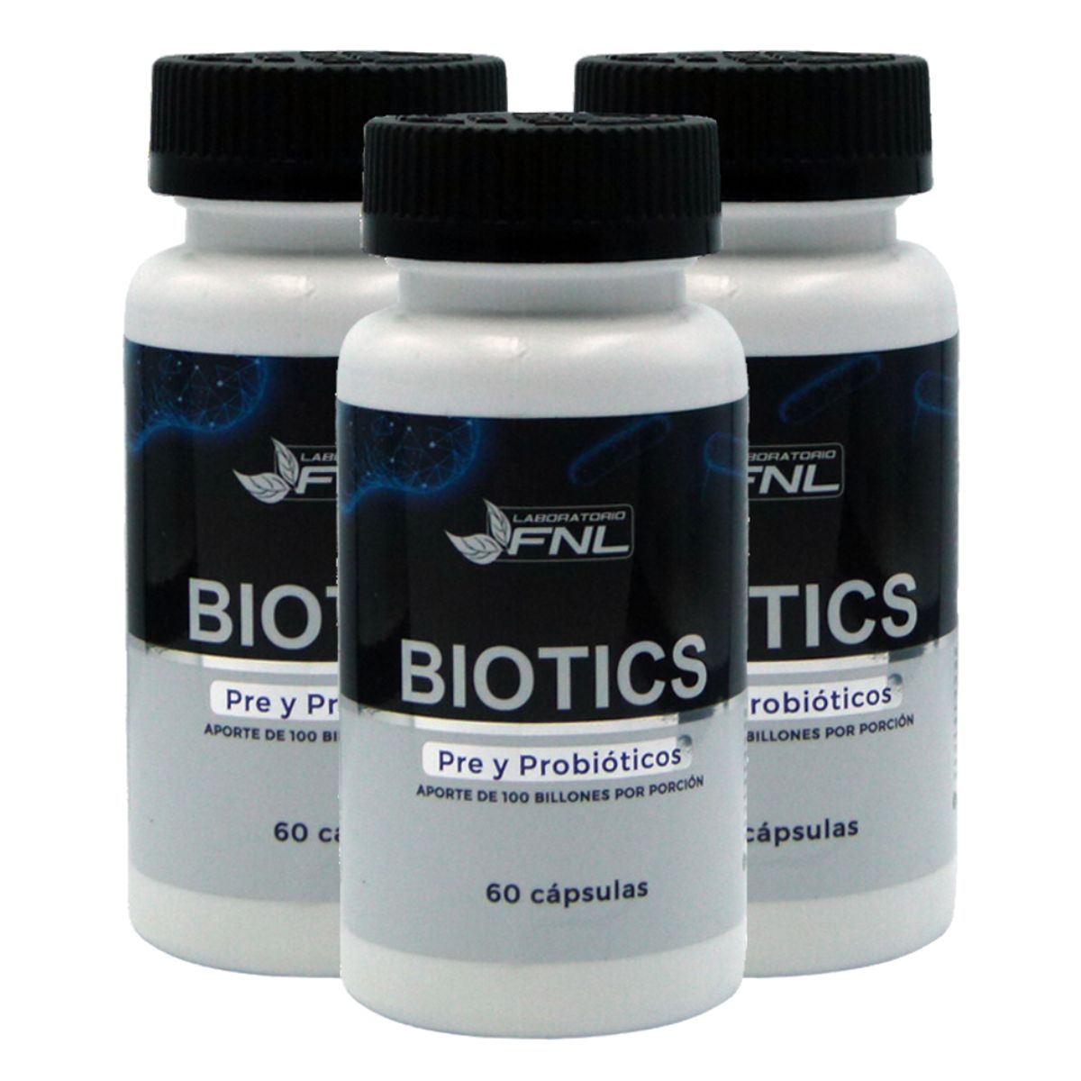 FNL - Biotics Pre Y Probióticos 100Billones 180Cápsulas 3Meses 3Frascos x60