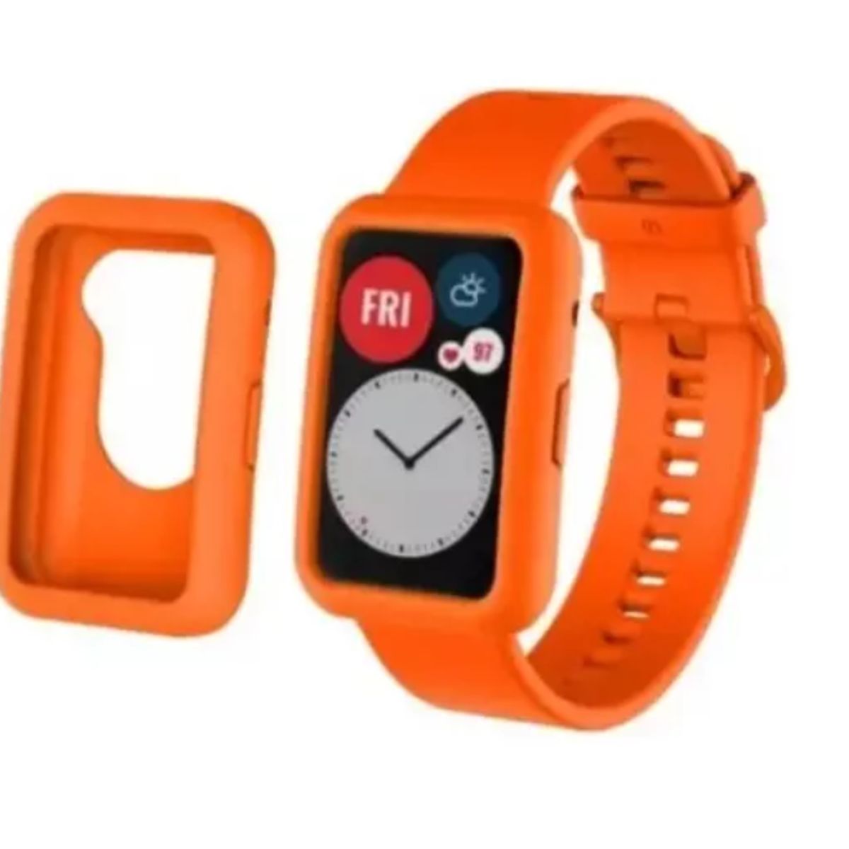 GENERICO - Pack Correa + Funda De Silicona Para Huawei Watch Fit 1-NARANJA