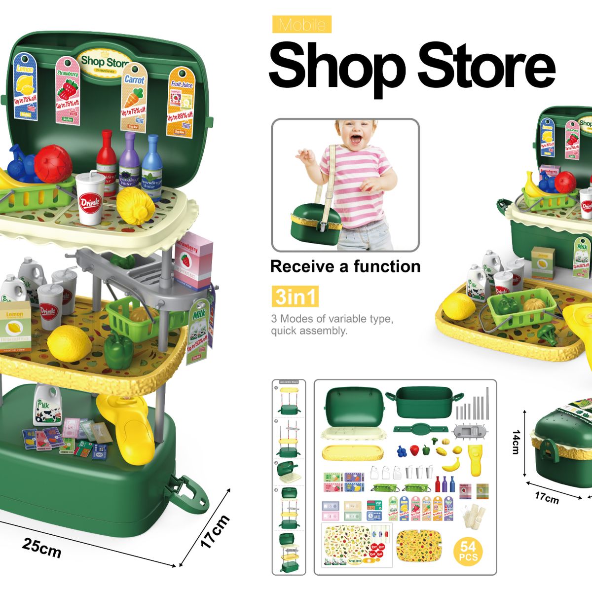 GENERICO - Maleta de Supermercado 3 en 1