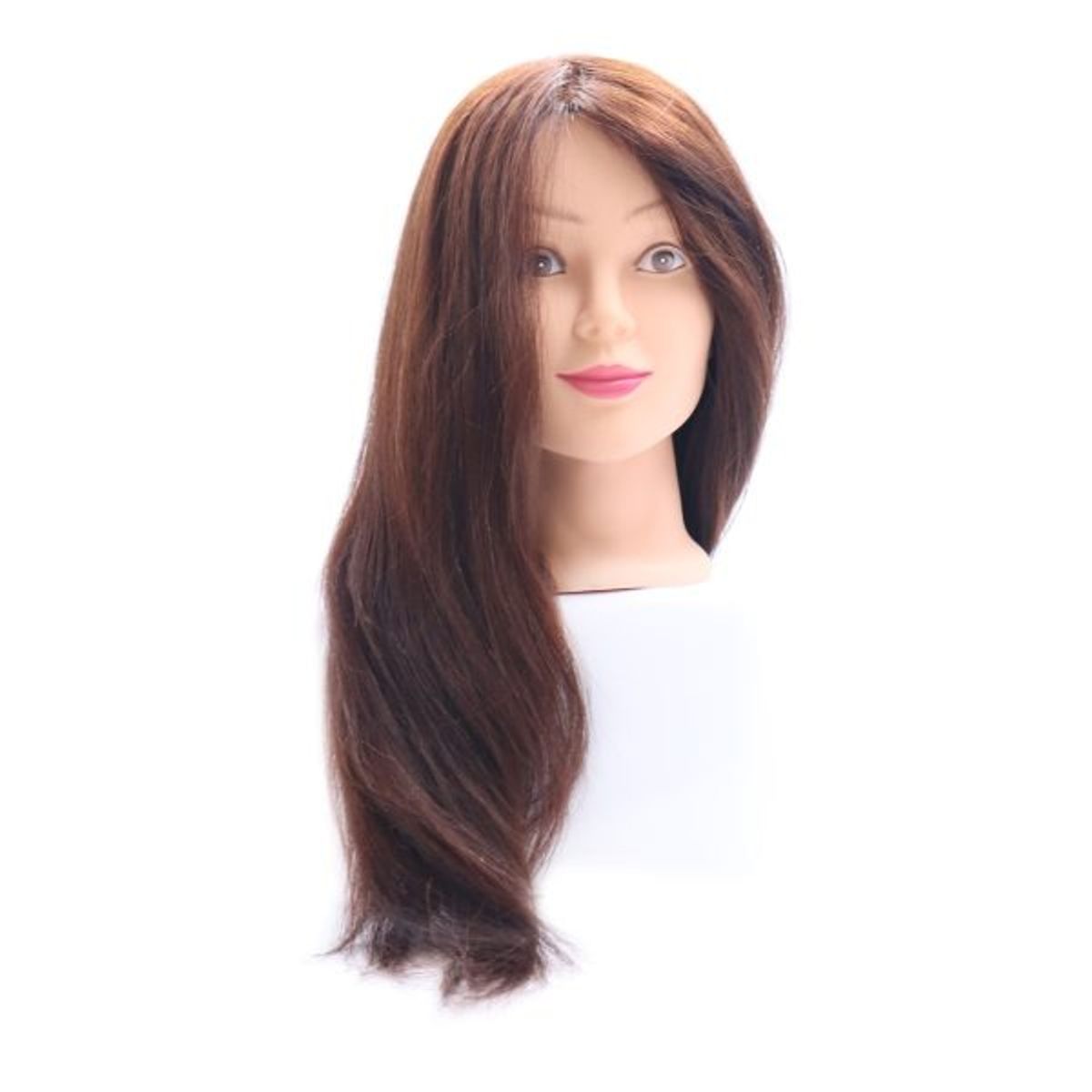 GENERICO - Cabeza Técnica Peluquería Cabello 80%Natural + 20%Sintético + Soporte