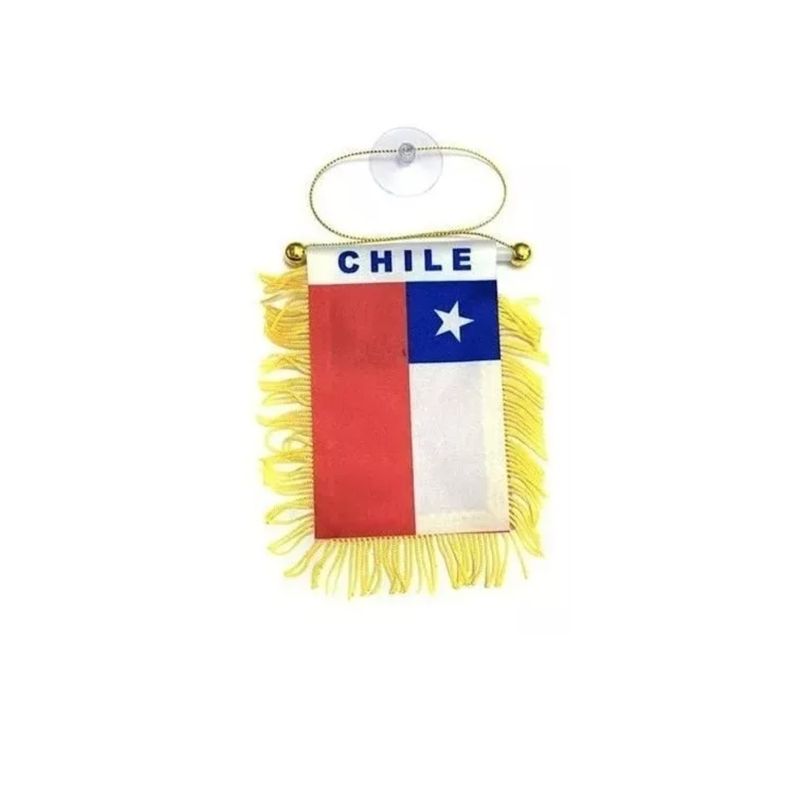 GENERICO - 12 Banderín De Chile Con Flecos Para Auto Fiestas Patrias