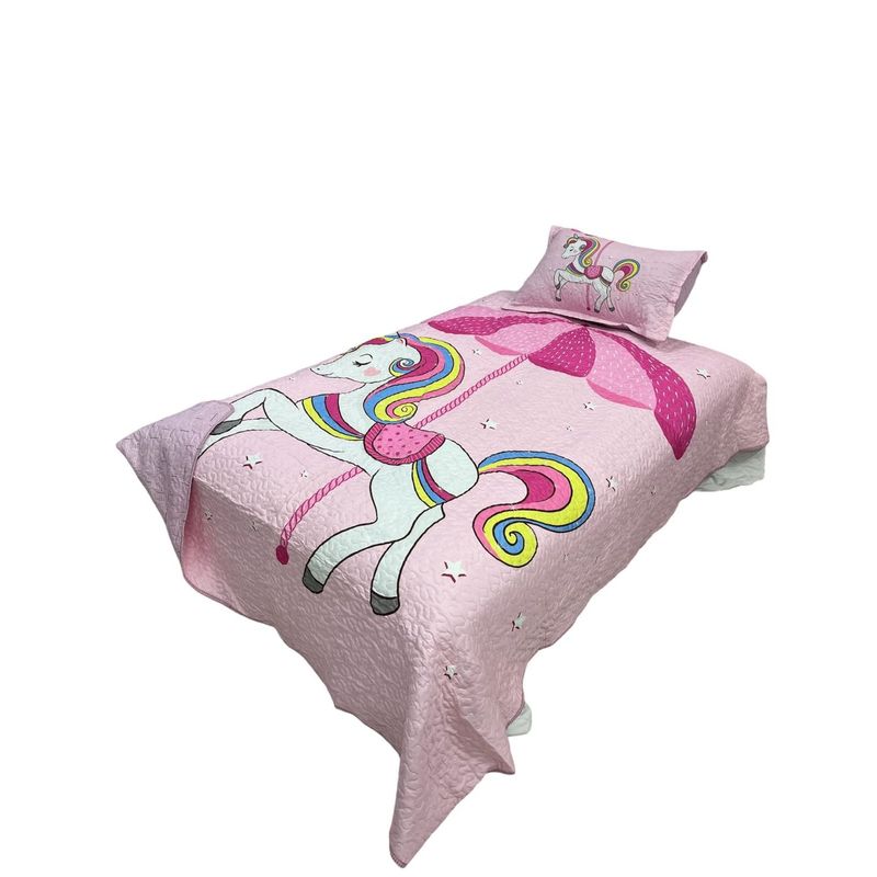 GENERICO - Cubrecama Quilt Ligero Primavera Verano de Niña Plaza y media