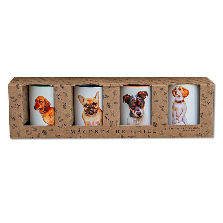 Set de 4 Tazones Perros Tipicos Chilenos N2