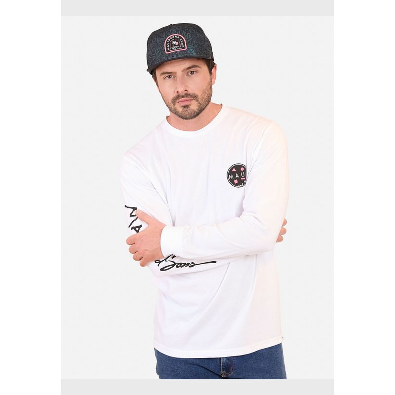 MAUI AND SONS - Polera ML Seaside Serenity Hombre Blanco Maui And Sons