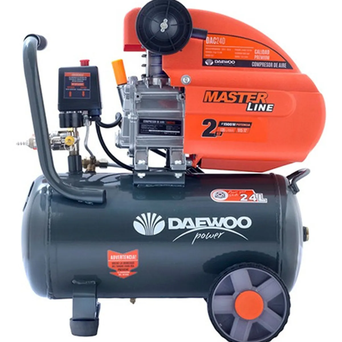 DAEWOO - Compresor De Aire Daewoo Dac24d 220v Monofásico 24l 2hp