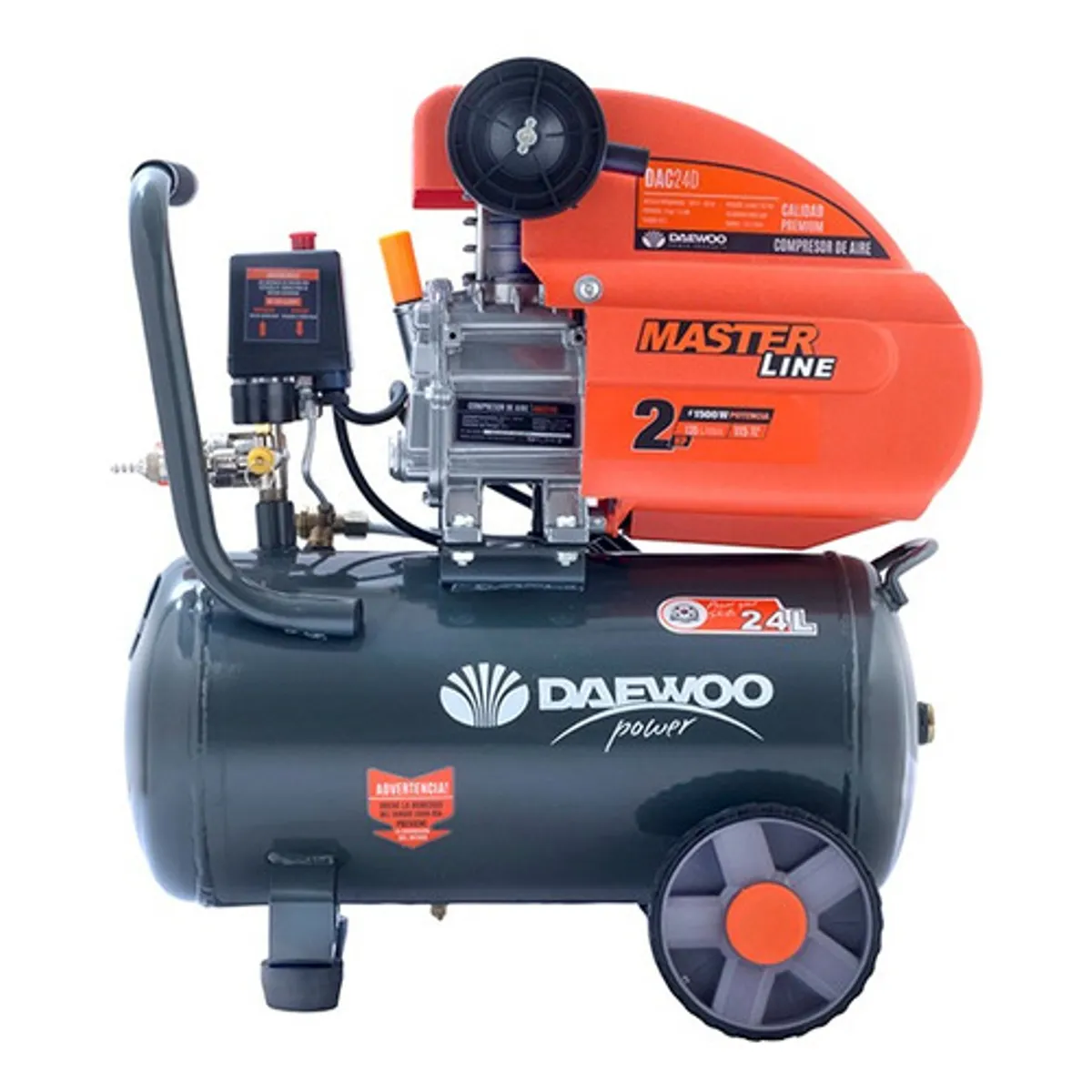 DAEWOO - Compresor De Aire Daewoo Dac24d 220v Monofásico 24l 2hp