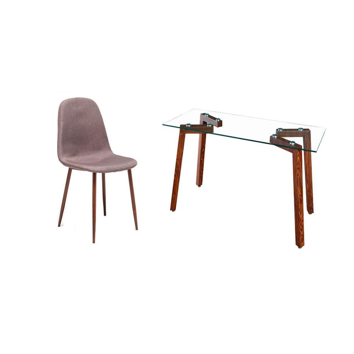 SPAZZIO - Escritorio Jockey nogal + Silla Cross nogal canela