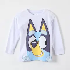 BLUEY - Polera Manga Larga Niño Cara Blanco