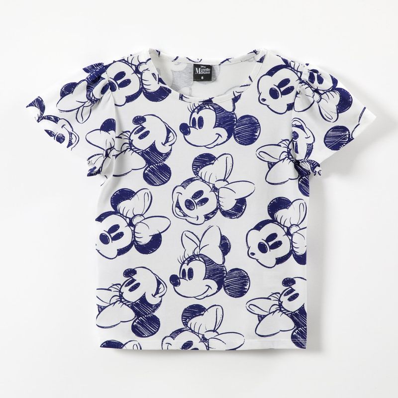 DISNEY - Polera Manga Corta Niña Caras Minnie Blanco Disney