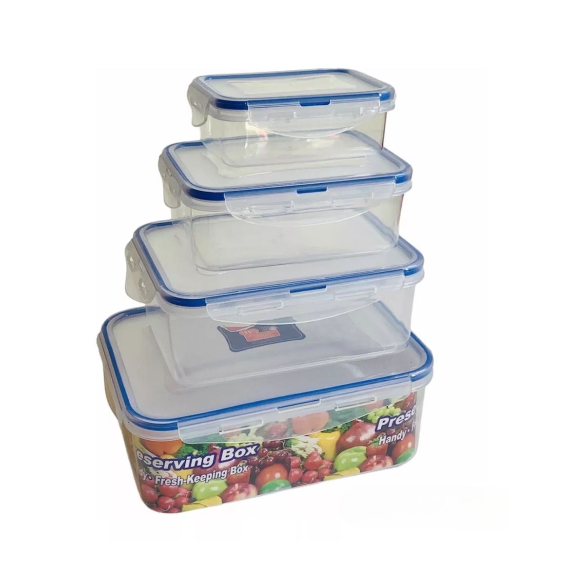IMPORTCLICK - Set 4 Tupper Herméticos Alimentos Plástico Azul IMPORTCLICK