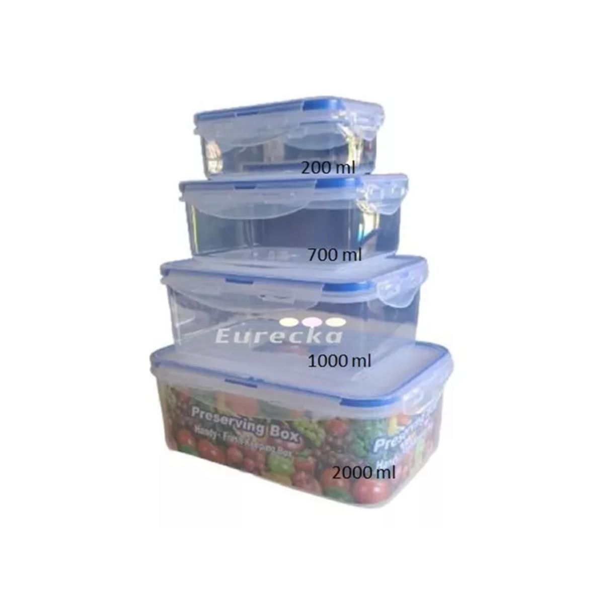 IMPORTCLICK - Set 4 Tupper Herméticos Alimentos Plástico Azul IMPORTCLICK